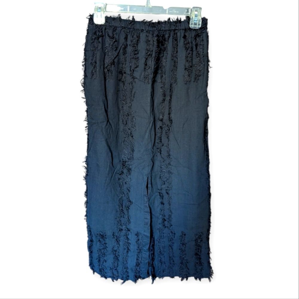 MIRTH 100% cotton maxi skirt fringe trim with front slit